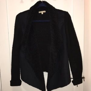 Joan Vas’s black faux fur and suede cute sweater!